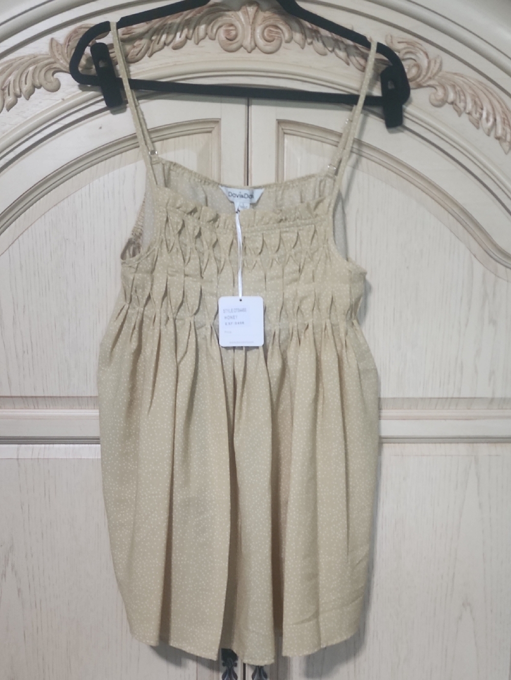 Davi & Dani Honey Polka Dot Smocked Top